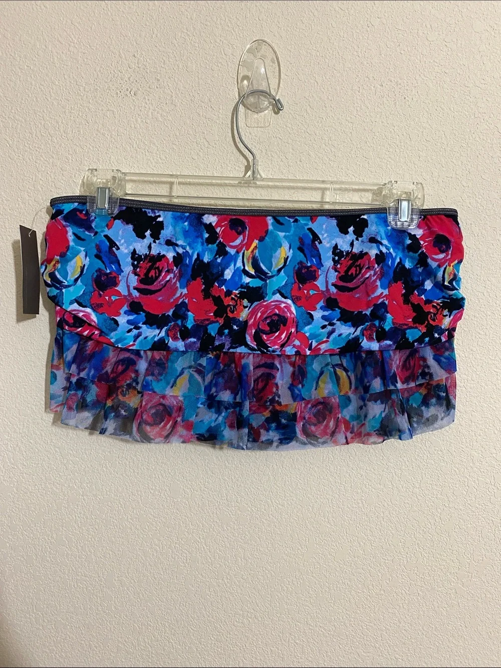 KENNETH COLE REACTION Floral Print Skirted Bikini Bottom Women's Size L
